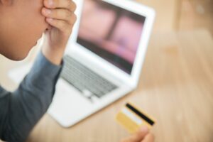 Businessman Looking Credit Card Stress