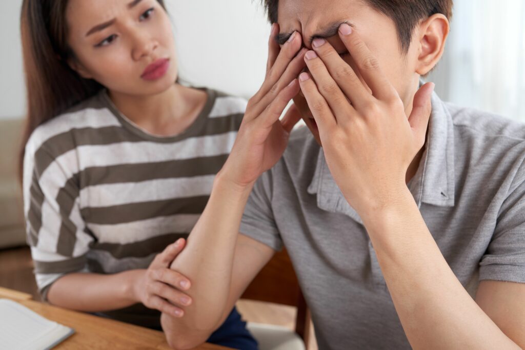 婚前徵信 1 Closeup Man Facing Financial Challenges Comforted By His Wife