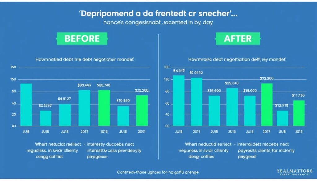 債務協商成功案例的前後對比圖表,顯示三方徵信社協助後的債務減少情況 債務協商成功案例的前後對比圖表,顯示三方徵信社協助後的債務減少情況