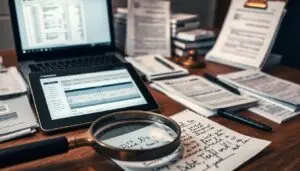 如何透過徵信社掌握伴侶與債務人行蹤調查? 三方徵信社-律師見證/合約保證 A Meticulously Organized Desk Illuminated By Soft Warm Lighting Showcases An Array Of