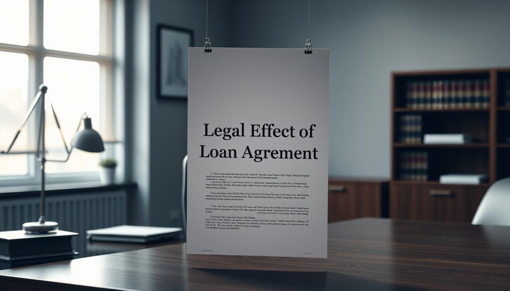 A Modern, Minimalist Legal Document Suspended In A Dimly Lit, Professional Office Setting. The Document'S Text &Quot;借據法律效力&Quot; Is Clearly Visible, Conveying The Legal Consequences Of A Loan Agreement. The Background Features A Wooden Desk, A Bookshelf With Law Books, And A Subtle Window In The Distance, Casting A Soft, Natural Light. The Composition Emphasizes The Authority And Seriousness Of The Legal Matter, Creating A Sense Of Weight And Importance. The Overall Mood Is One Of Reverence And Contemplation, Inviting The Viewer To Consider The Gravity Of The Situation.