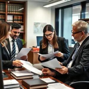 離婚需要找律師-外遇、家暴、債務3大問題? 三方徵信社-律師見證/合約保證 三方徵信社專業法律團隊在辦公室討論債務案件的場景